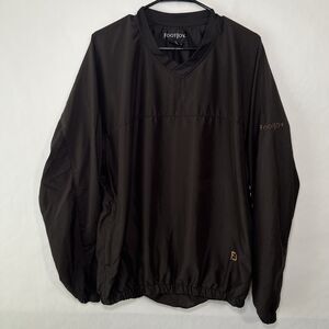 FootJoy V Neck Golf Pullover Windbreaker Mens Size Large Black Gold Logo